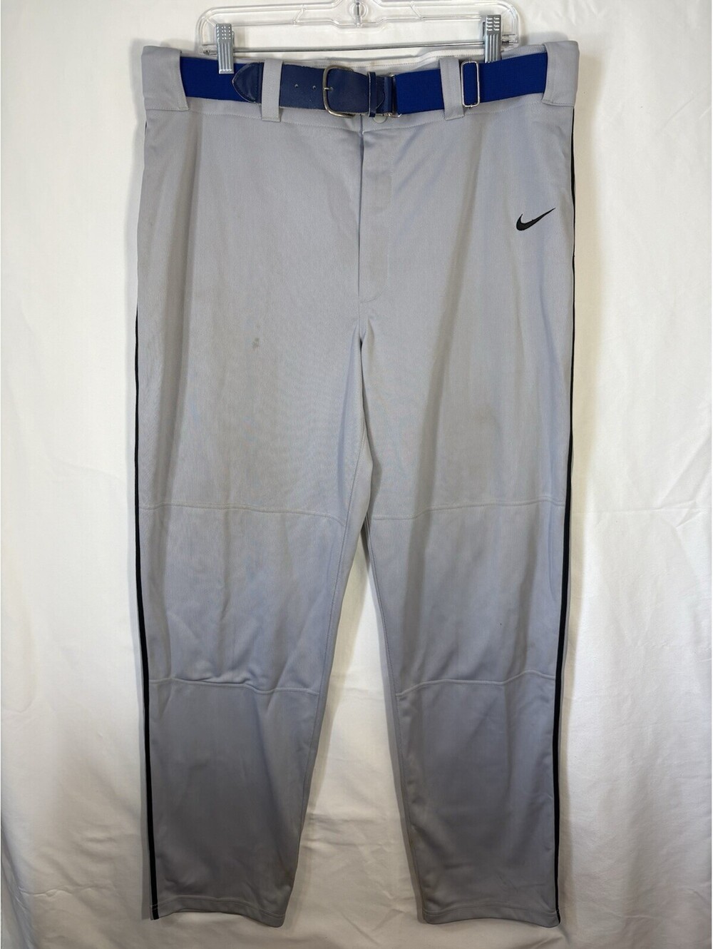 Nike Baseball Pants Men’s XL Gray Black Piped Belted Athletic Uniform Pants